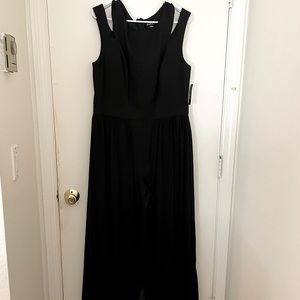 NWT Black Dressy Jumpsuit With Chiffon Overskirt